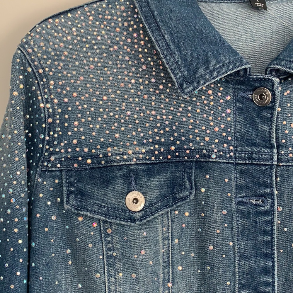 NWOT INC Sz Large Denim Sparkle Jean Jacket
